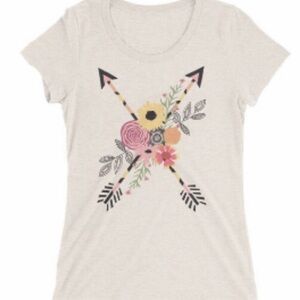 Women's Floral Arrow Graphic Tee - Cream